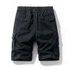 Mens Vintage Cotton Cargo Shorts Half Elastic Waist Multi Pockets Outdoor Trousers Men Knee-Length Casual Work Shorts