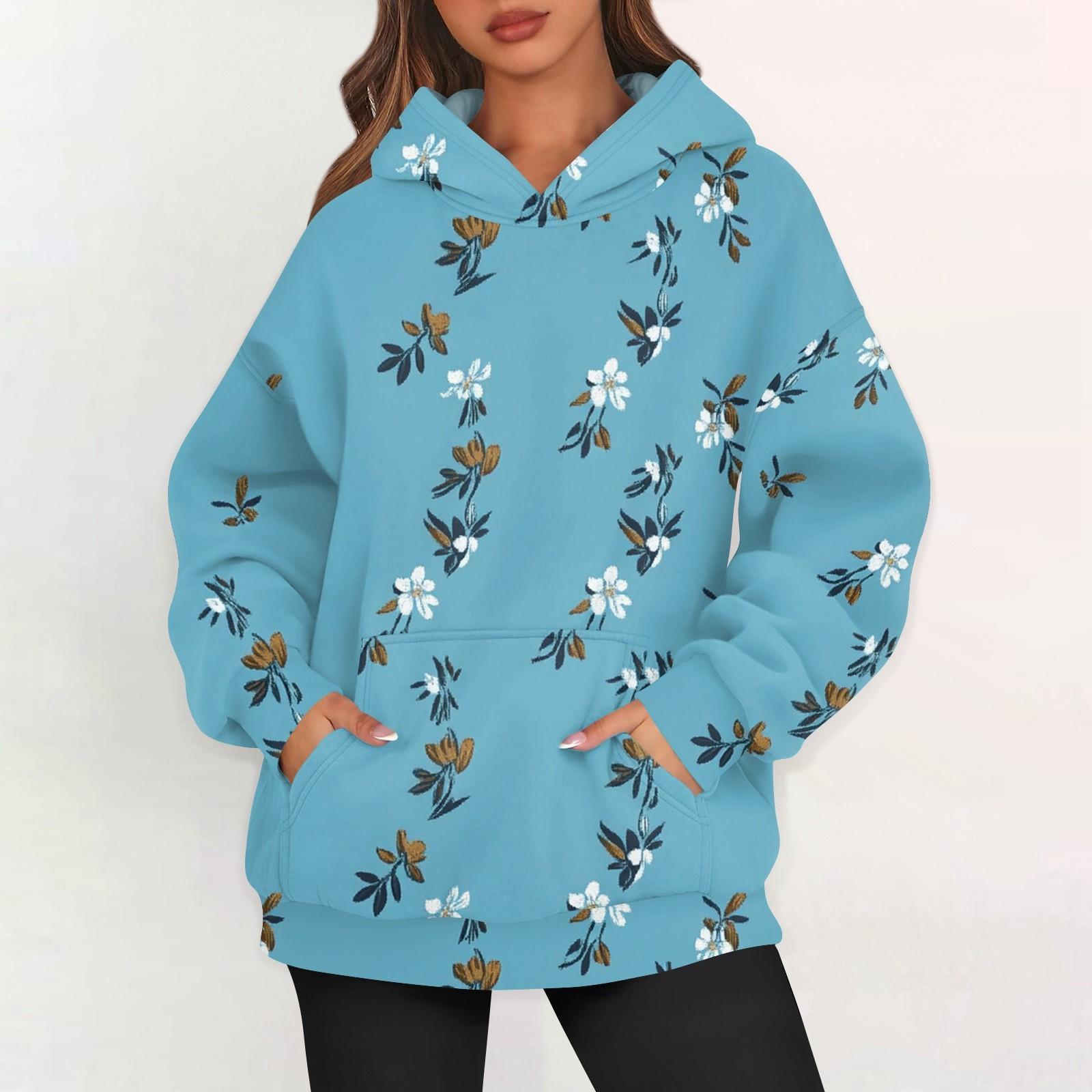 

Женские худи оверсайз из флиса, толстовки с длинным рукавом, пуловеры с карманом XL синий