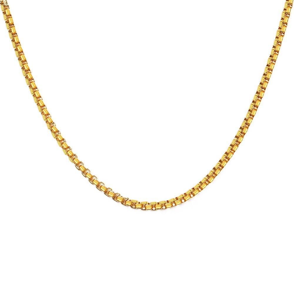 3mm Men's Stainless Steel Thick Golden Link Chain Necklace for Men Gift Boyfriend Dad Husband with 24Inch