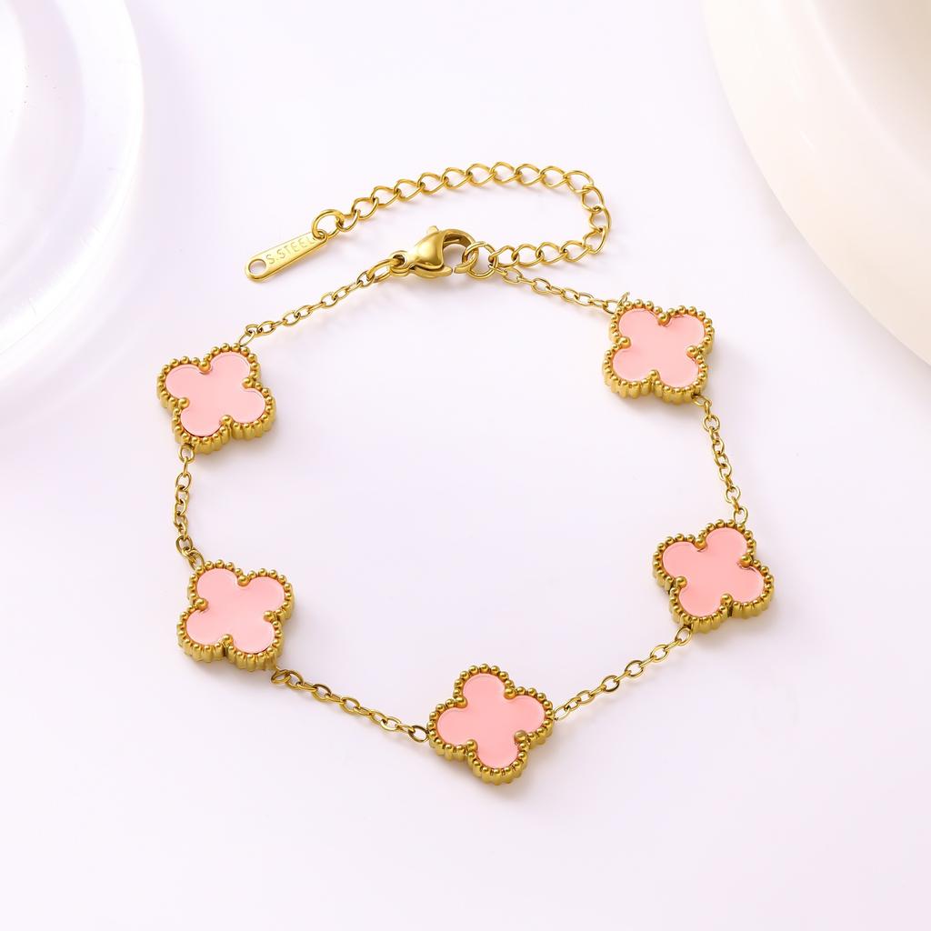 Bracciale Quadrifoglio Oro 18K Bracciale Cinque Fiori Quadrifoglio