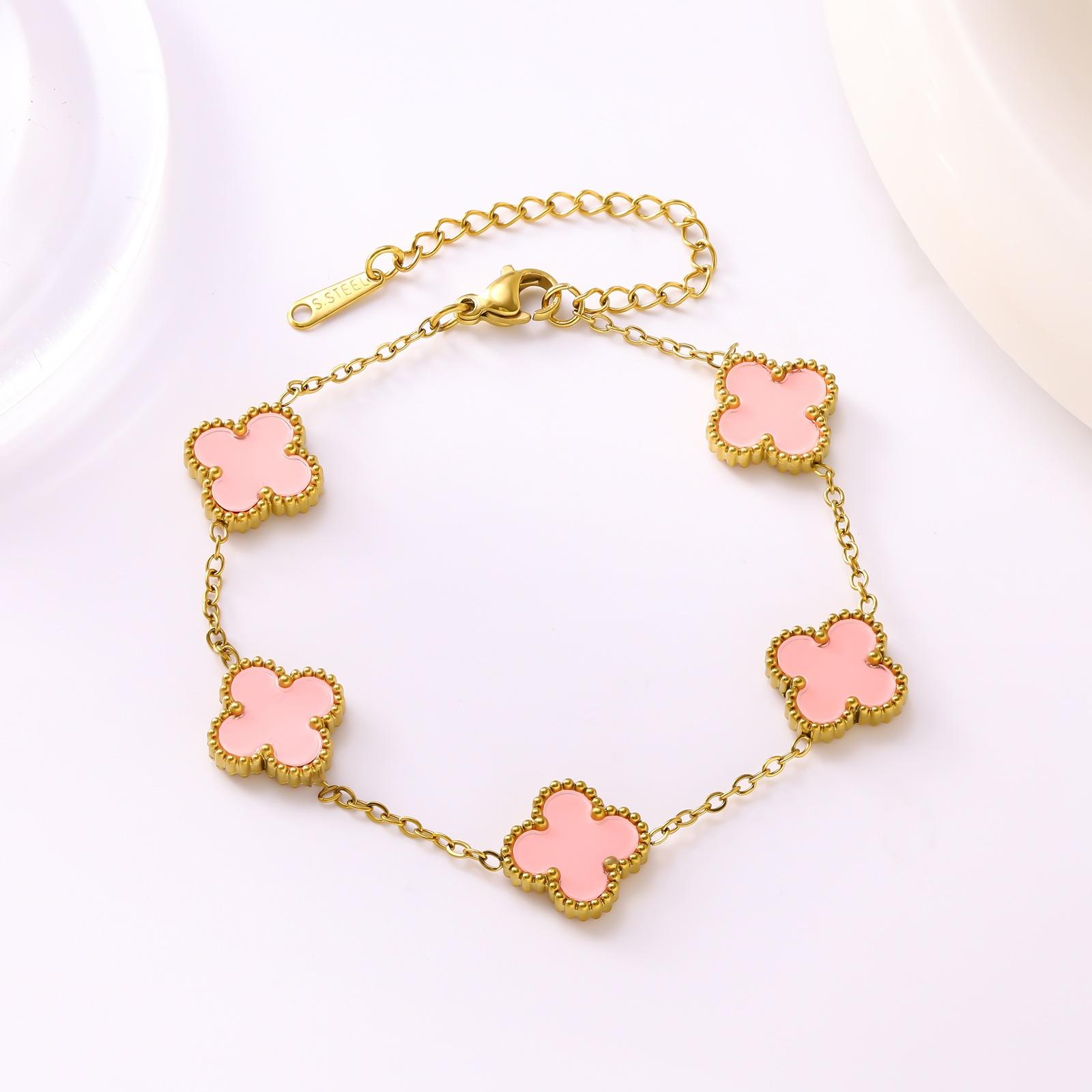 Стильный браслет «Четырехлистный клевер» 18К Четырехлистный цветок Пятилепестковый женский браслет