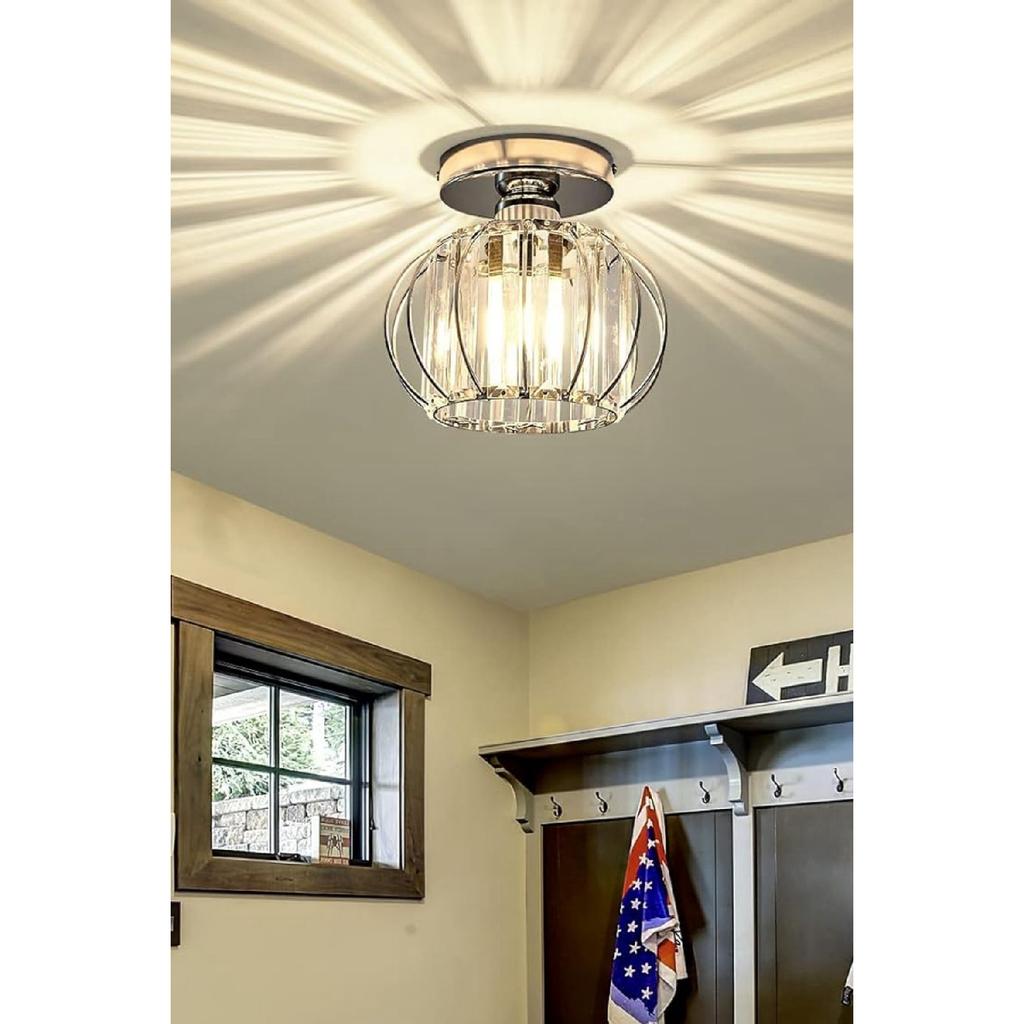 Model Elegante Culoare Crom Metal Placat Cristal Piatra Dormitor Sufragerie Plafonier Candelabru