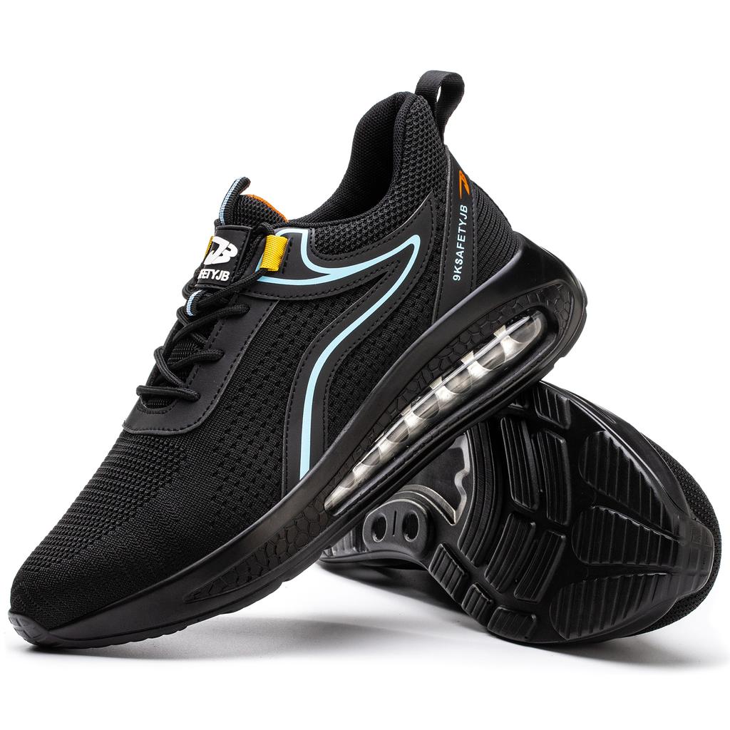 JB9191 Factory Sourcing New Breathable Mesh Safety Shoes Comfortable Slip Resistant Safety Shoes   Men Black Sports Shoes