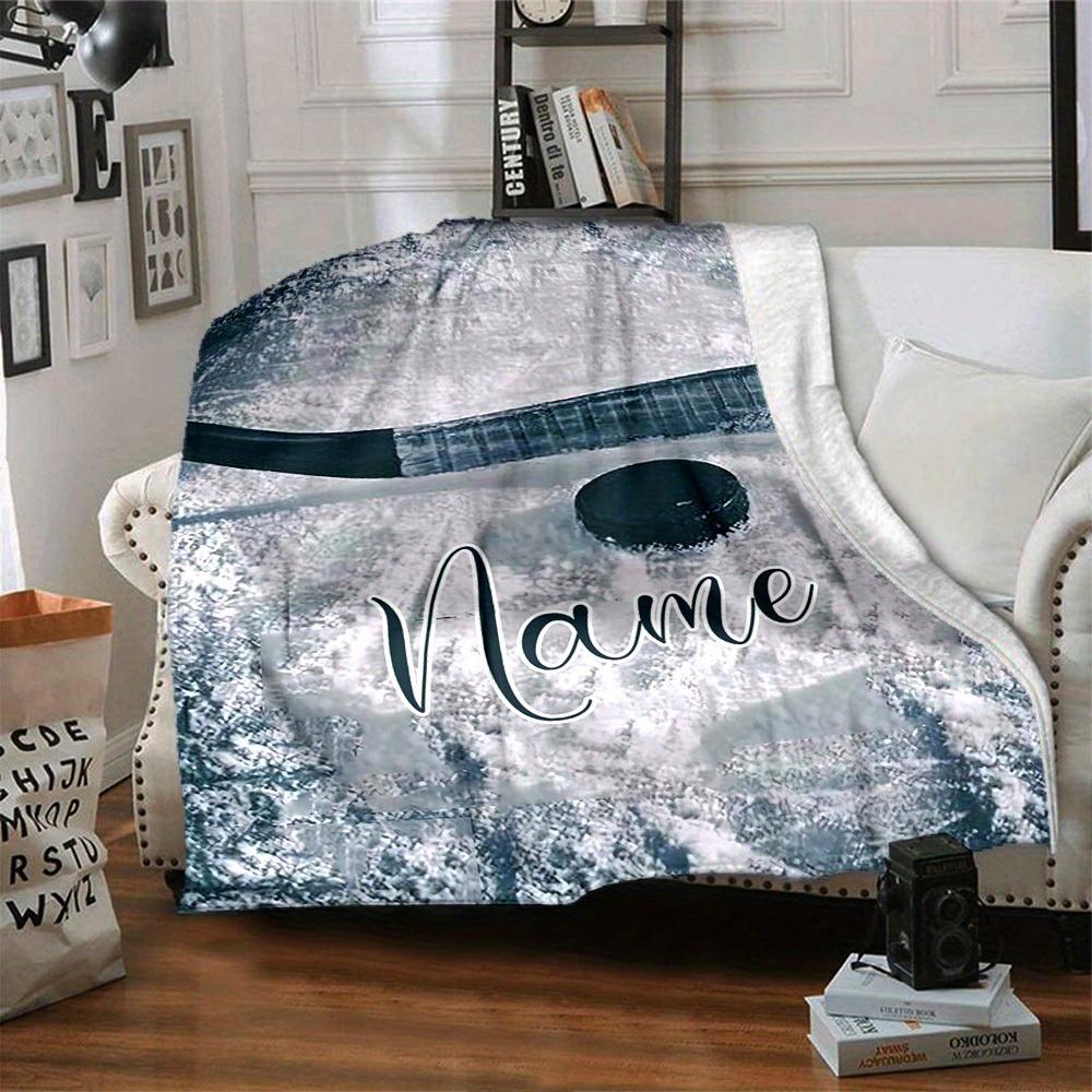 Hockey Theme Home Customize Your Name Blankets Comfortable Soft Lightweight Allseason Multipurpose Blanket For Picnics Sofas Offices Beds Living Rooms