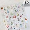 Gold Stamped White Christmas Tree Snowflake 3D Self Adhesive Nail Art Stickers Santa Claus Elk Xmas Cartoon Cute Manicure Decals