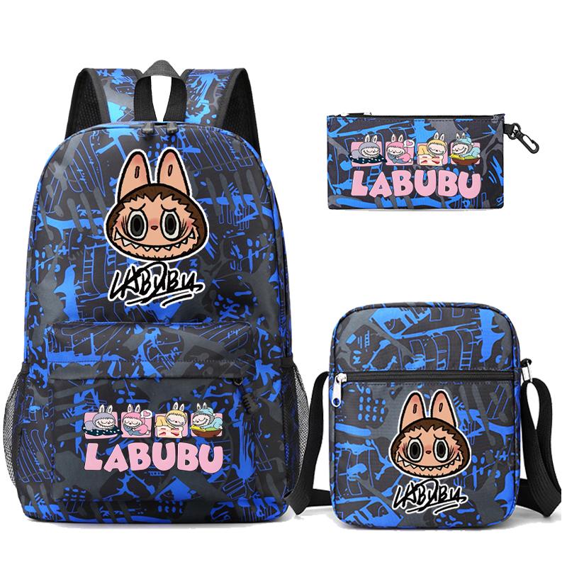 3Pcs/set Cartoon Printed Backpack Teenager Student Boy Girl Schoolbag Larger Capacity Bagpack Travel Bag Kid Gift Mochila