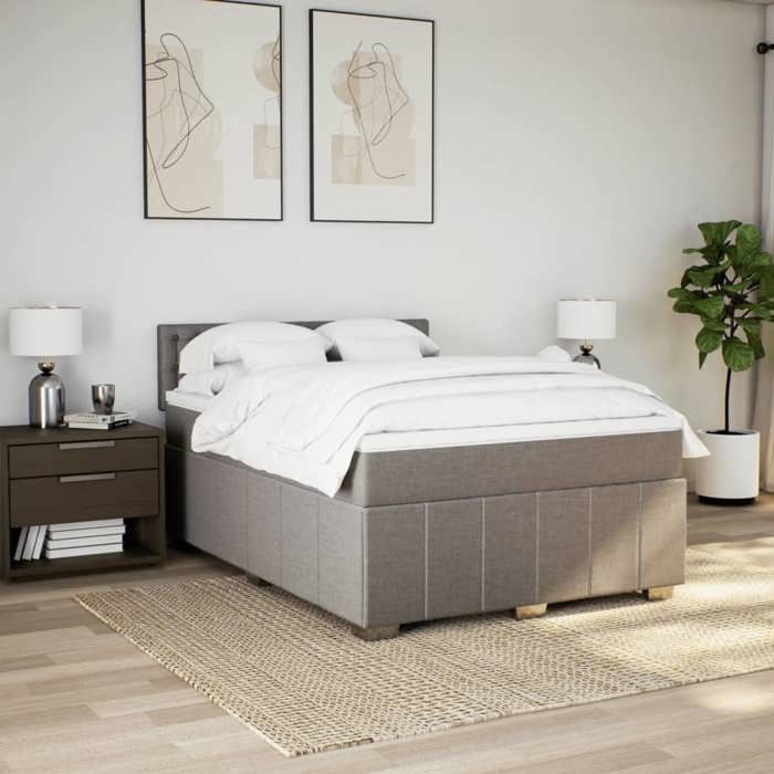 VidaXL Bed Slat Base with Mattress Taupe 160x200 Cm Fabric 3287137