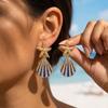 Exquisite Starfish Shell Dangle Earrings for Women Boho Imitation Pearl Gold Plated Earring Summer Beach Party Aesthetic Jewelry