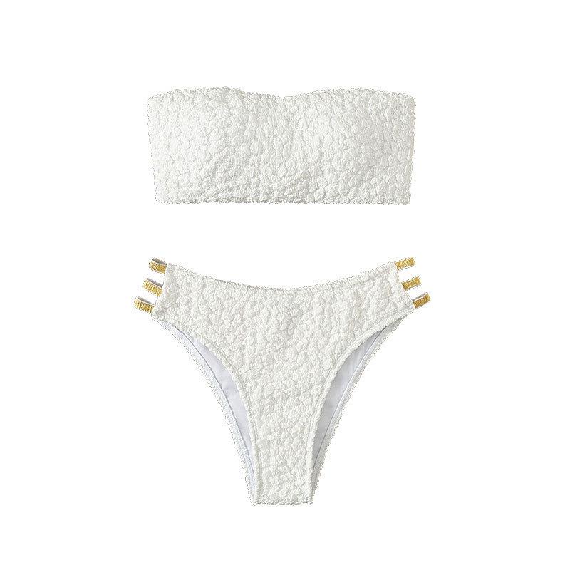 TS JYL-SW057 Bandeau Cutout Bikini Set, High-Waist Thong Brazilian Swimwear L