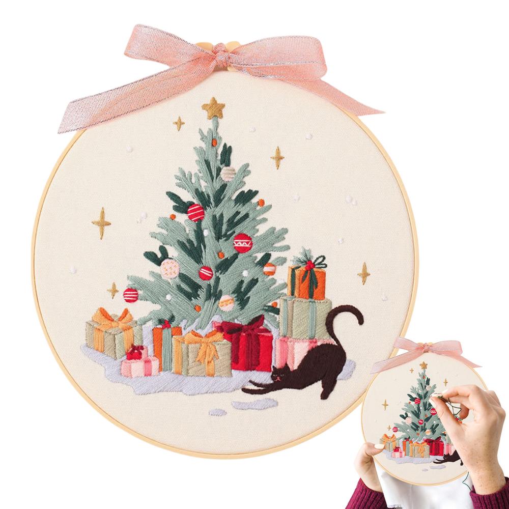 

Набор для вышивания для начинающих взрослых, набор для ручной вышивки, рождественские поделки, набор для шитья с нитками и иглами, рождественская вышивка