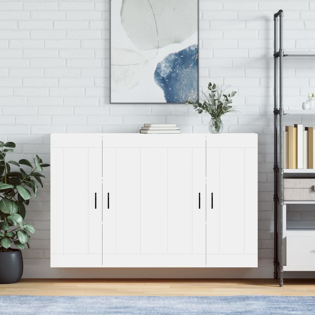 Wall Cabinets 2 pcs White Wood Based Material