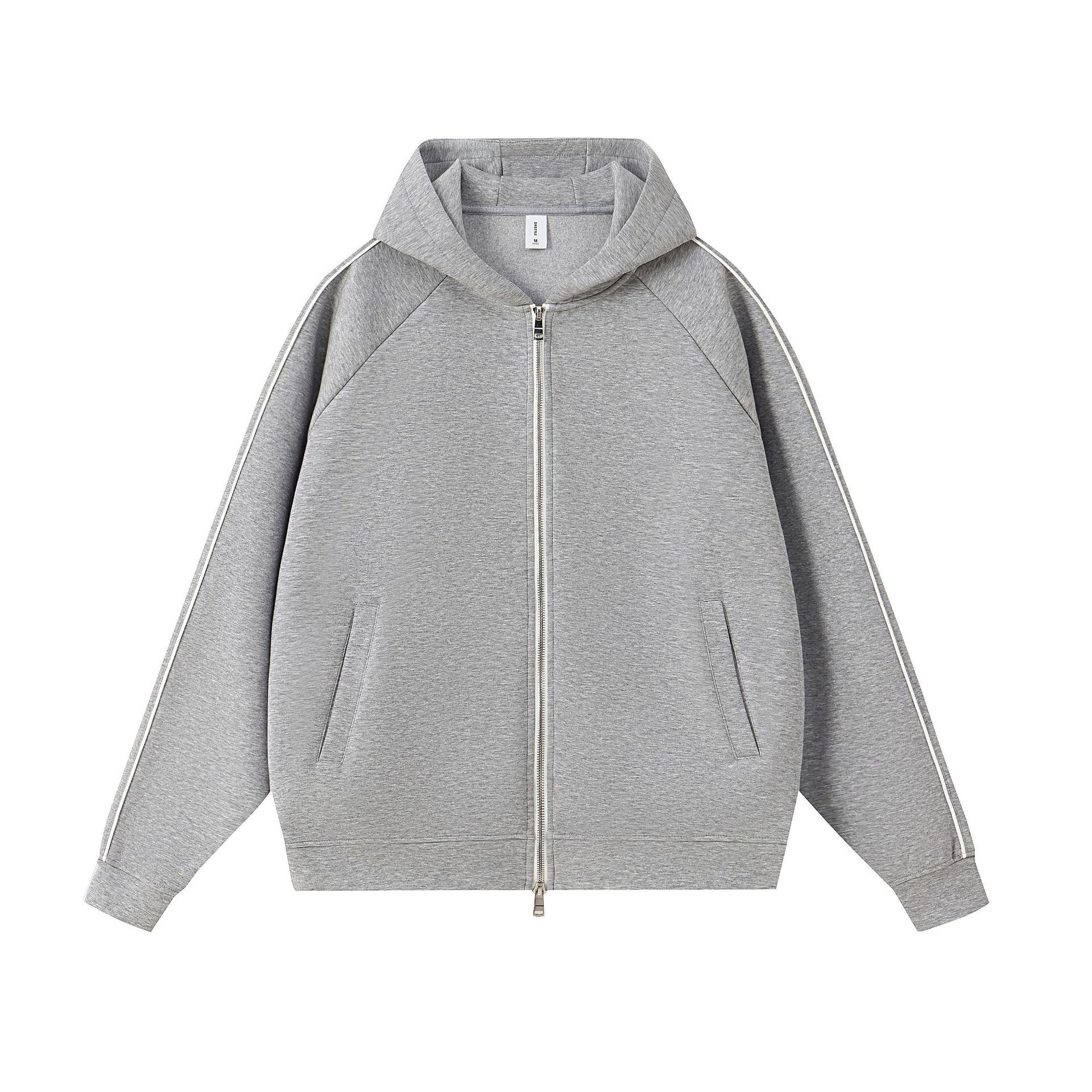 

400g Liquid Cotton Trendy Hooded Drop Shoulder Zipper Cardigan Sweatshirt 9887 2XL