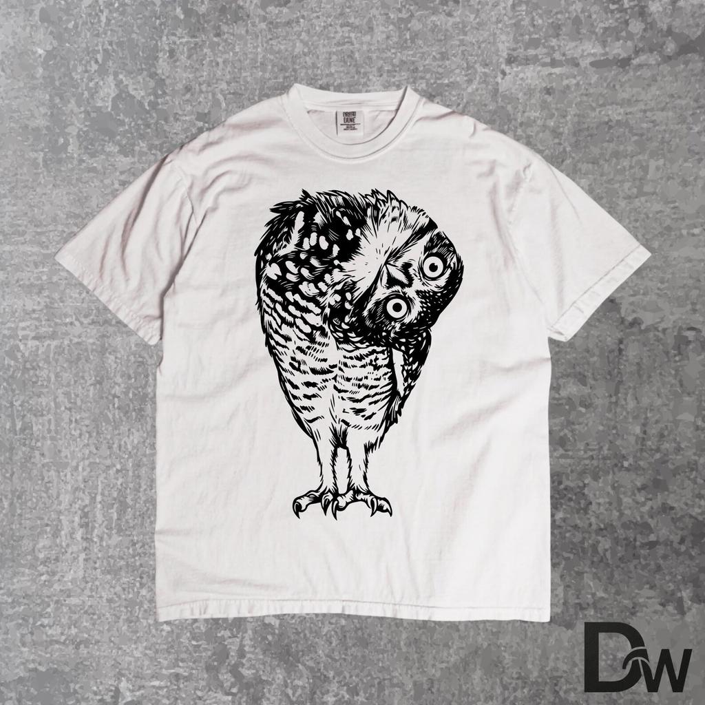 Linocut Owl Comfort Colors T-Shirt | Dark Academia Folk Art Forestcore Goblincore Nature Witchy Tee