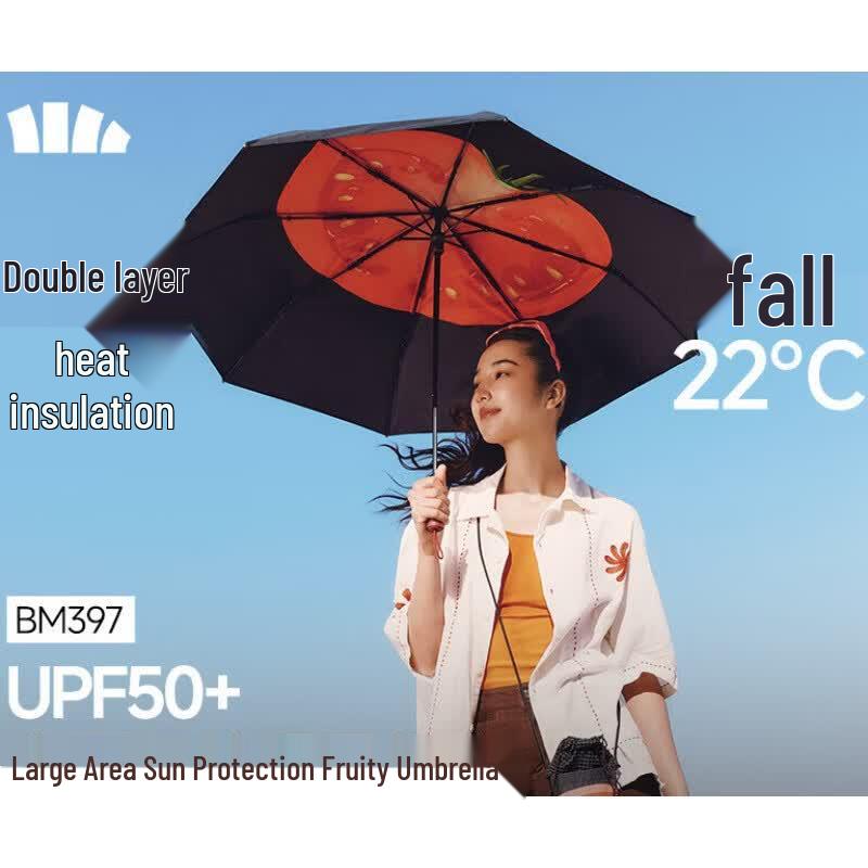 Beneunder UV Protection Tri-Fold Sun & Rain Umbrella