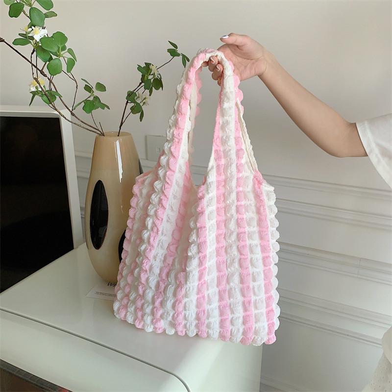

Trendy Mid-size Polyester Shoulder Bag For Everyday Use Street Style With Cloud Design PinkWhite