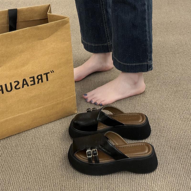 

Модные домашние тапочки Туфли на платформе Женские 2025 Закрытый носок Пантофли Лоферы Женские Мюли Новые Мюли Летние шлепанцы Обувь Женская 2025 Женские 38