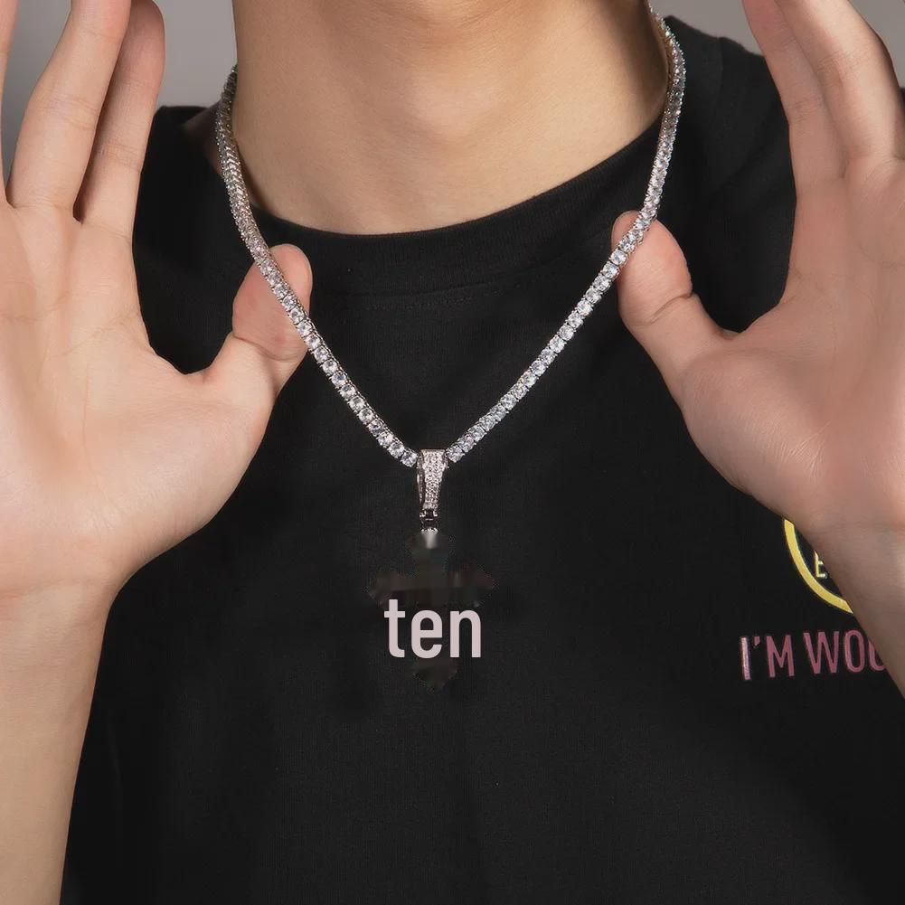 European & American Hip-Hop Cross Pendant Necklace with Diamonds