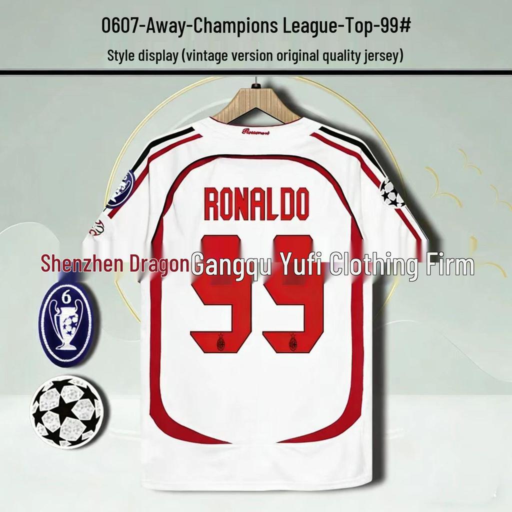 Classic Retro 0607AC Home & Away Commemorative Jersey: Kaká #22, Ronaldinho #80, Ronaldo #99