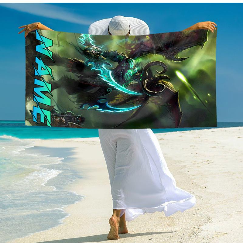 Personalized customized proof beach towel with World of Warcraft pattern - soft, absorbent,quick-drying,perfect swimming,camping&bathing