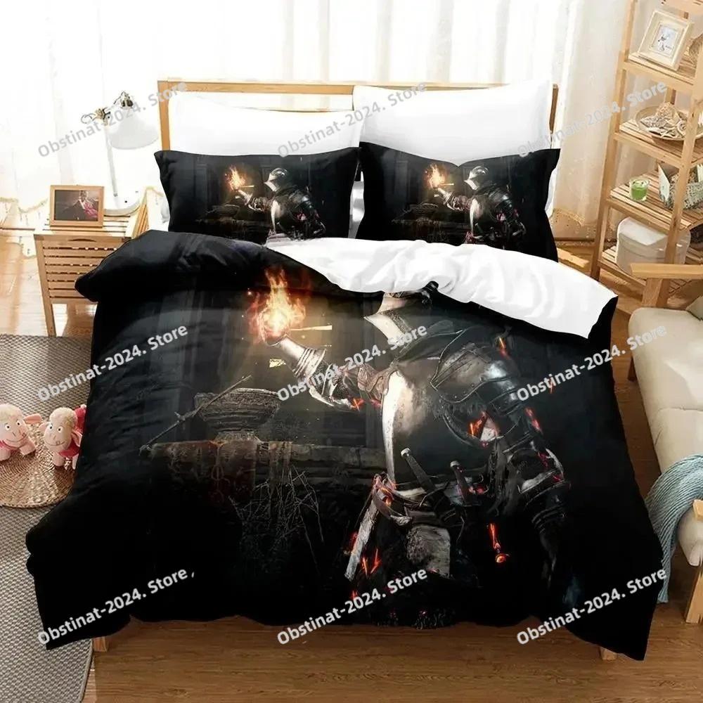 Dark Souls 3 Yatak Örtüsü Seti Tek Çift Tam Kraliçe King Boy Yatak Seti Yetişkin Çocuk Yatak Odası Nevresim Takımları 3D Baskı Anime Çarşaf Seti