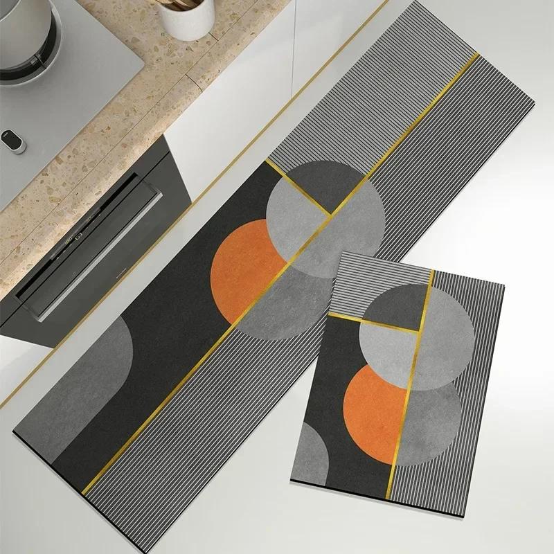 Kitchen Rugs Non-slip Waterproof Floor Mat Oil-proof Pvc Carpet Home Decoration Anti-slip Leather Rug  Alfombra De Cocina 