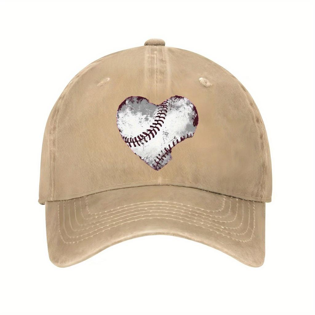 Baseball Heart Graphic Distressed Baseball Cap Adjustable Vintage Sports Hat Casual Unisex Adult