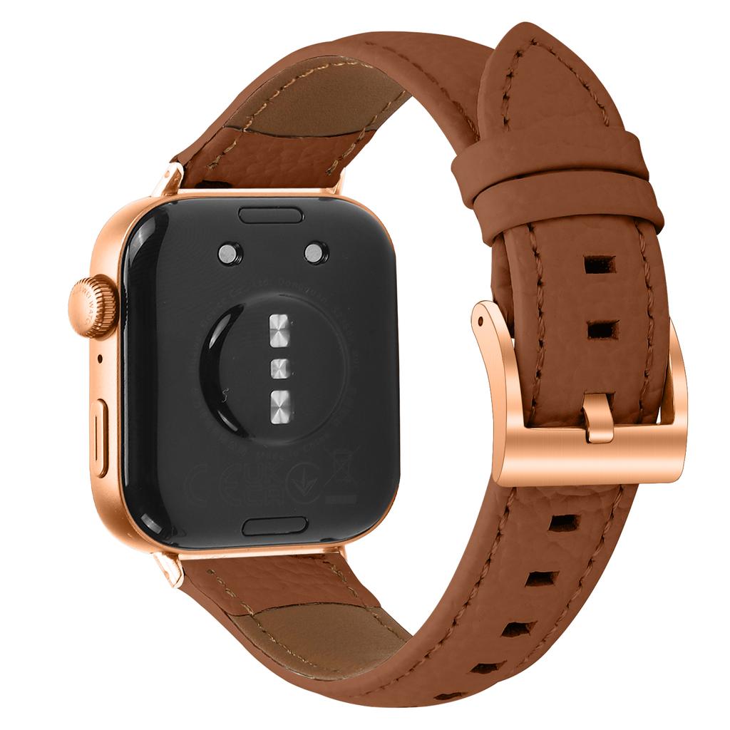 Litchi Textured Genuine Cow Leather Strap with Electroplated Buckle for Huawei Watch Fit 4 Pro/Fit 4/Fit 3 Pointed-End Watch Band