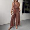European & American Style Striped Spaghetti Strap Elastic Waist Jumpsuit (2025)