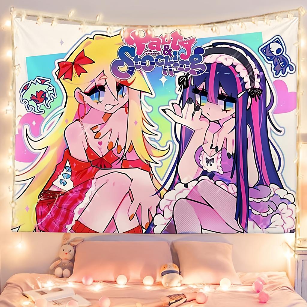Panty Stocking with Garterbelt Anime Wall Tapestry Otaku Style Dormitory Bedroom Headboard Decorative Hanging Artwork