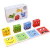 Cube Face Change Building Blocks Board Game Wood Puzzle Montessori Expression Wooden Blocks Blocos For Children Kids Toys Gift