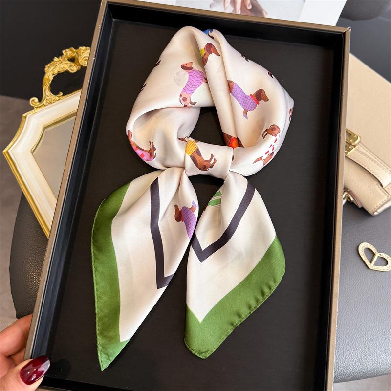 New puppy simulation silk printing silk scarf square scarf high-end shawl sunscreen neck professional scarf headscarf scarf