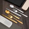 2/3Pcs Portable Tableware Stainless Steel Cutlery Set with Case Travel Camping Dinnerware Spoon Fork Chopsticks Kitchen Utensils