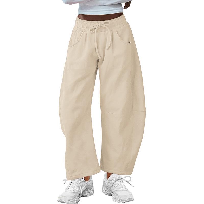 2025 European & American Women's Summer Sports Drawstring Nine-Point Sweatpants