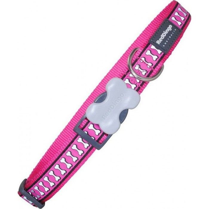 Collier réfléchissant - Red Dingo - Fuchsia - Sécurisé - Résistant - Taille moyenne