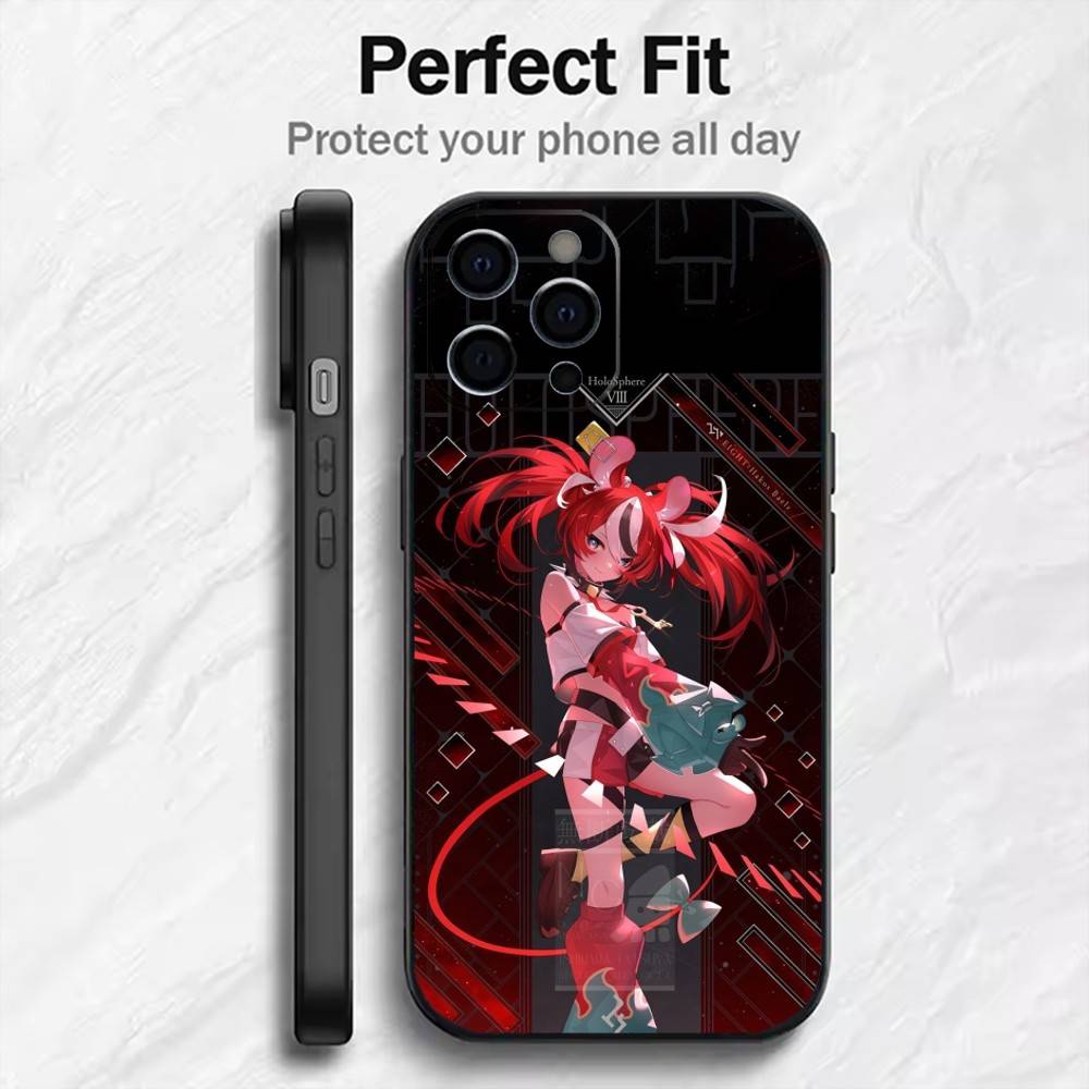 

Holo Characters Hakos Baelz Phone Case For iPhone17,16,15,14,13,12 Plus,Max Soft Silicone Black Cover iPhone12