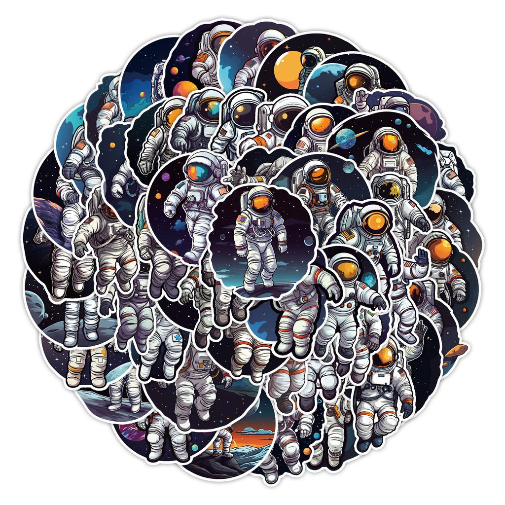 50 Astronaut Graffiti Stickers Luggage Skateboard Computer Decorative Stickers Waterproof Creative Laptop Handbook Notebook