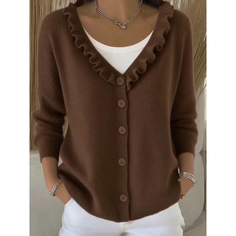 TIFICY Women's Fashion Casual Fall Winter Solid Color Print Long Sleeve POLO Neck Sweaters