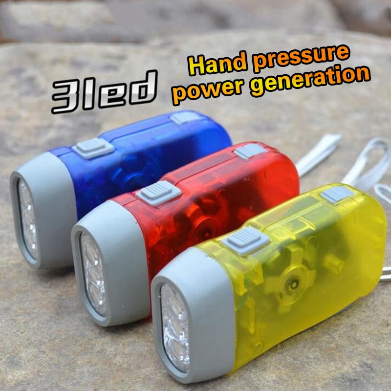 Sell Outdoor Led Manual Pressure Generator Crank Flashlight No Battery Flashlight Camping Light Lamp Emergency Survival Tool