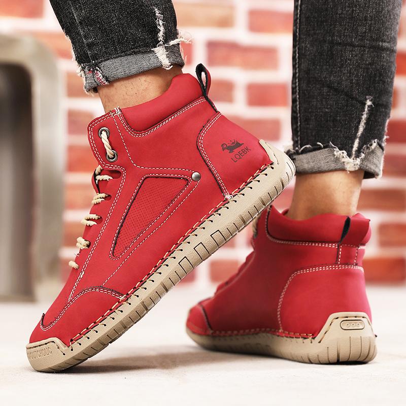 New Men's Boots Retro High Top Outdoor Anti Slip Work Shoes Soft Fashion Luxurious Design Couple's Loafers Classic Flat Mosinka