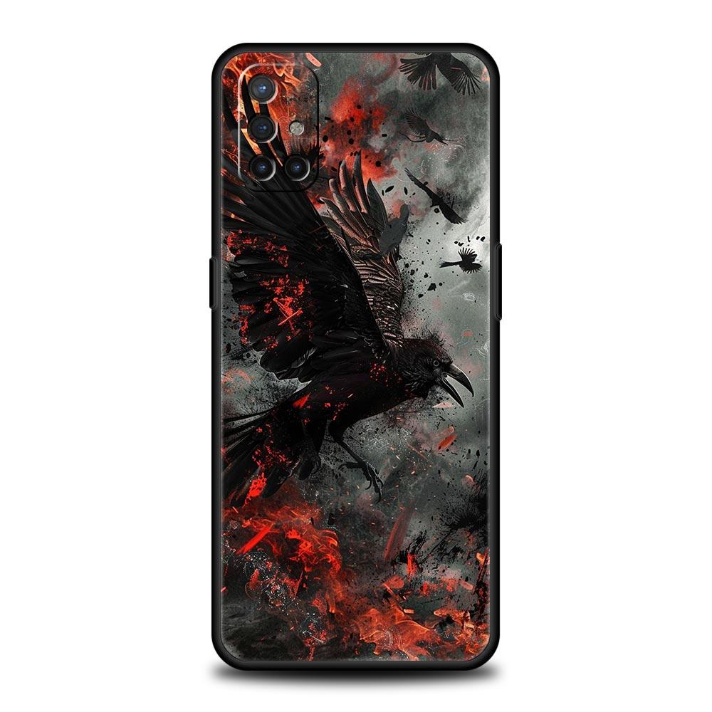 Phone Case For Oneplus 13R 13 12 10T 11 R10 Nord N100 N200 N10 9 9R CE 2 3 Z Pro Lite 5G Soft TPU Cover Black Raven Fundas Capas