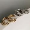 BOONEE 925 Silver Gold Circle Stud Earrings - Elegant European & American Design
