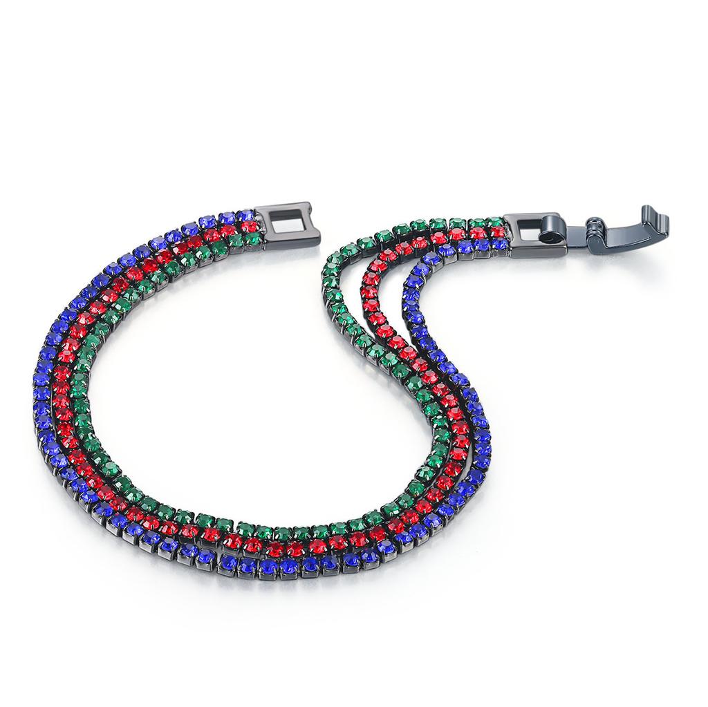 Misty Moon 3 Rows Full Of Diamonds Women'S Zircon Crystal Tennis Bracelets, Jewelry