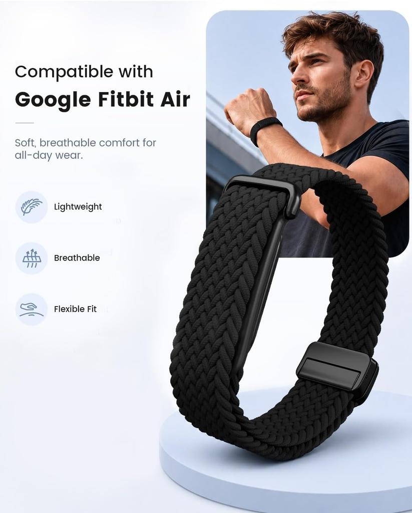 Magnetisches Geflochtenes Solo-Schleifenarmband für Google Fitbit Air Smartwatch Sport Atmungsaktives Band Pulseira Armband Correa Fitbit Air Band
