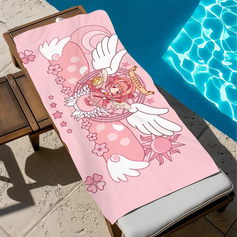 Anime Beach Towel C-cardcaptor-ES Swimming Towel, Quick-Dry Soft Microfiber Beach Towel 40X80cm, Summer Gift for Boys and Girls