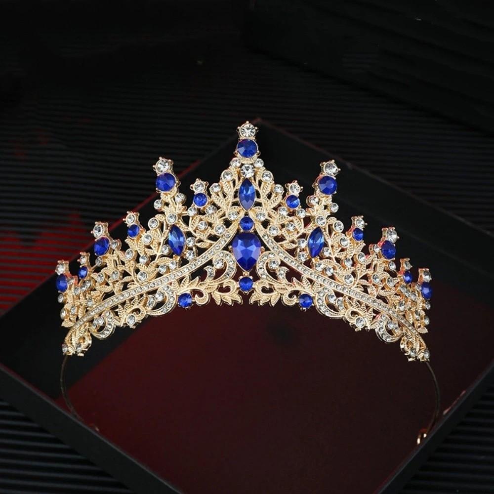 Элегантная Барочная Хрустальная Корона Великолепная Тиара из Страз Барочные Королевские Тиары Свадебная Невеста синий