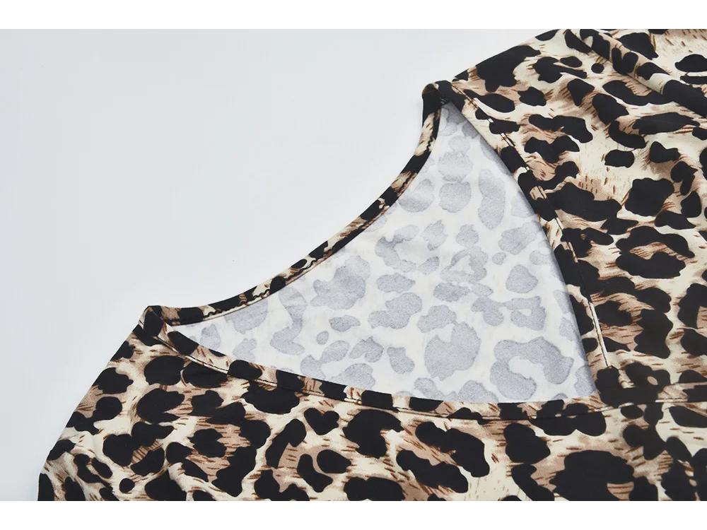 2020 Summer V-neck Slim Fit Leopard & Snake Print Crop Top T-shirt for Women