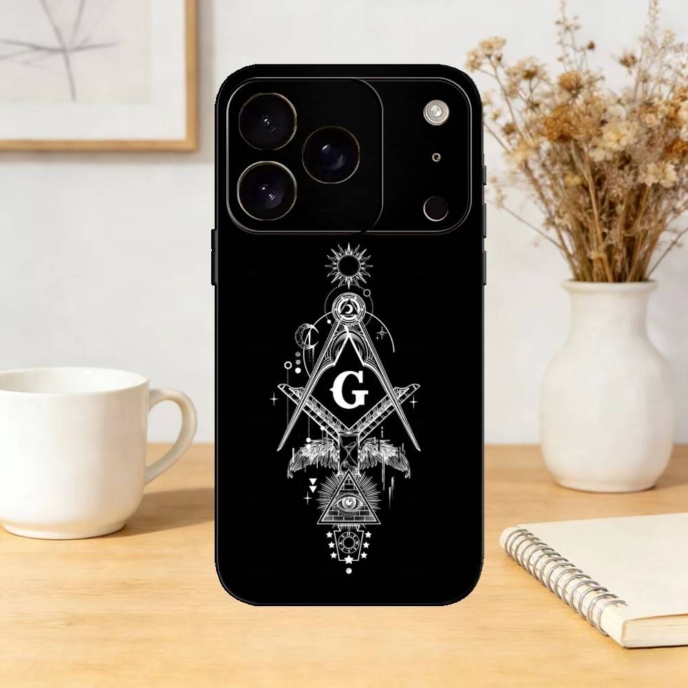 Freemasonry Symbol Phone Case Silicone Black Soft For IPhone 17,16,15,14,13,12,11,SE,Plus Pro Max