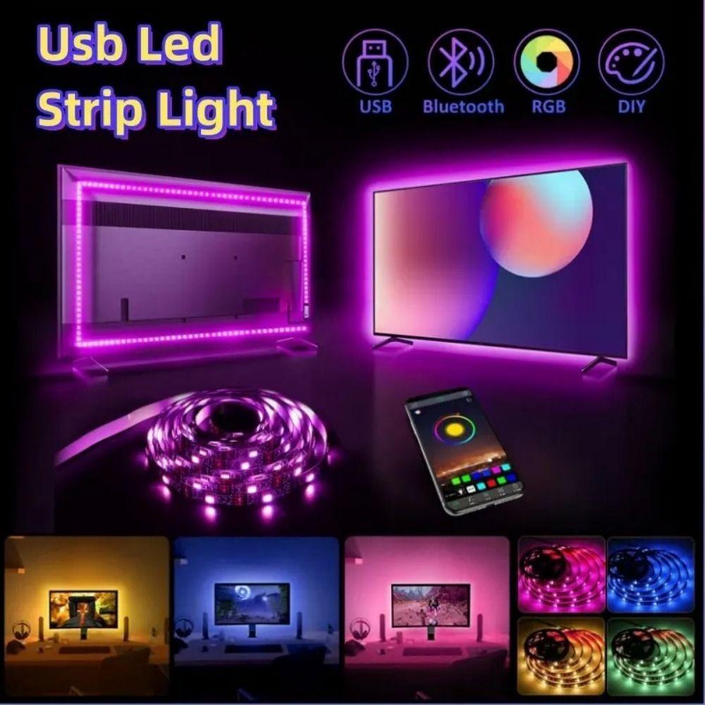 New 5V LED Light Strips RGB Flexible Lighting Decor Strip White Warm with USB Cable Plug Atmosphere Light Strip TV Background