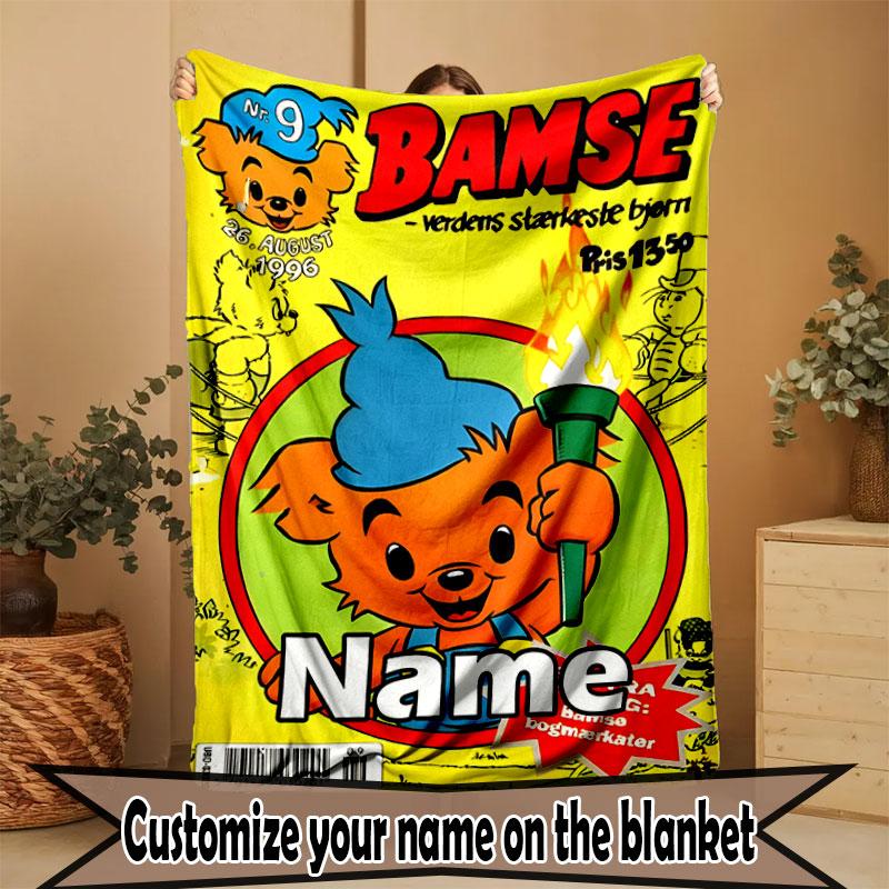 Custom Name Personalized Bamse Print Blanket, Home Decor, Bedroom, Sofa, Camping, Couch, Gifts for Birthday Christmas