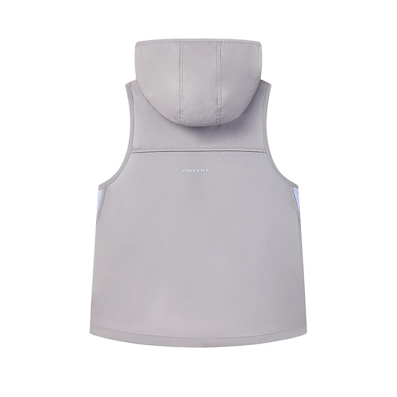 Fila Original Cool Touch Mountain Outdoor Hooded Vest Women Vests Gravel-Gray F11W629705FGY